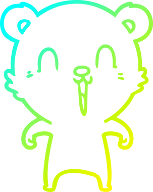 Bir insan tarafından çizilen mutlu çizgi film ayısının soğuk gradyan çizgisi.