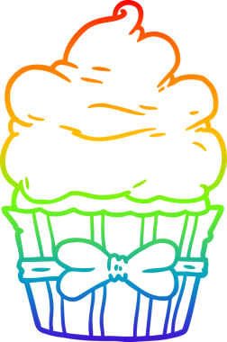 Gökkuşağı gradyan çizgi çizimi Bir insan tarafından çizilmiş süslü bir kek