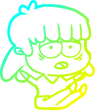 Bir insan tarafından çizilmiş, karikatür çizen yorgun bir kadın.