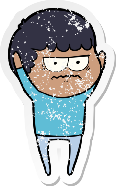 Bir insan tarafından çizilmiş sıkıntılı bir karikatür çıkartması.