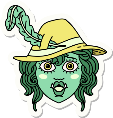 Bir insan tarafından çizilmiş Ork ozan karakterinin çıkartması