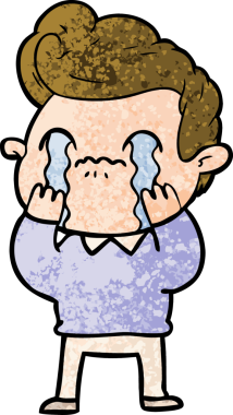 Bir insan tarafından çizilmiş ağlayan çizgi film adamı.