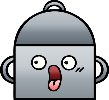 Bir insan tarafından çizilmiş tencerenin gölgeli karikatürü.