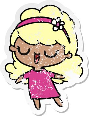 Bir insan tarafından çizilmiş tatlı kawai kızının serbest sticker 'ı.