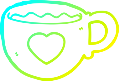 Bir insanın çizdiği kahve fincanının soğuk gradyan çizimi.