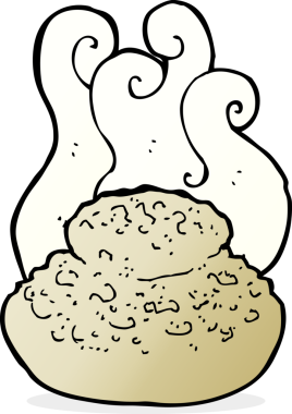 Bir insan tarafından çizilmiş kızgın ekmek karikatürü.