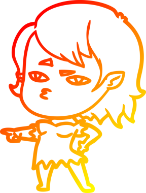 Bir insan tarafından çizilmiş bir vampir kız çizgi çizimi.