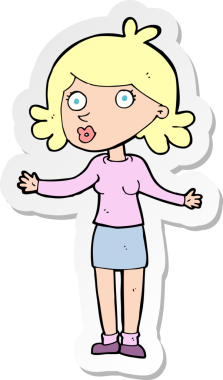 Bir insan tarafından çizilmiş, kafası karışmış bir kadının çıkartması.