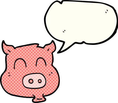 El yazısıyla çizilmiş çizgi roman konuşma balonu bir insan tarafından çizilmiş domuz.