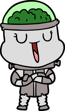 Bir insan tarafından çizilmiş mutlu çizgi film robotu