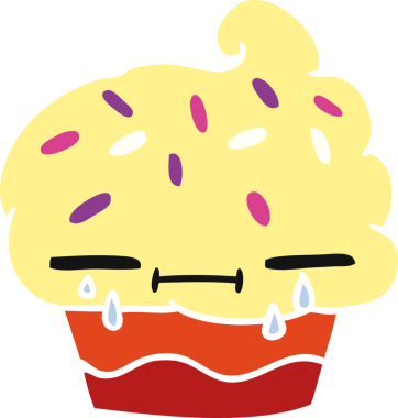 Bir insan tarafından çizilmiş ağlayan kekin serbest çizimi.