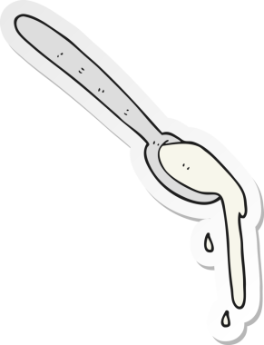 Bir insan tarafından çizilmiş kaşık dolusu karikatür etiketi.