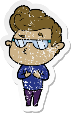 Bir insan tarafından çizilmiş havalı bir adamın sıkıntılı çıkartması.