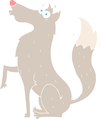 Bir insan tarafından çizilmiş kurdun düz renk çizimi