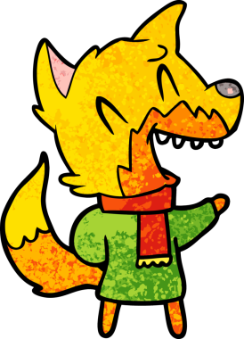 Bir insan tarafından çizilmiş tilki çizgi film karakteri