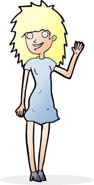 Bir insan tarafından çizilmiş mutlu kadın çizgi filmi.