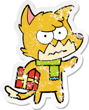 Bir insan tarafından çizilmiş kızgın tilki taşıyan karikatür çıkartması.