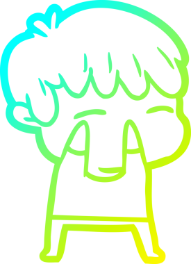 Bir çizgi film karakteri çizen soğuk gradyan bir insan tarafından çizilmiş meraklı çocuk.