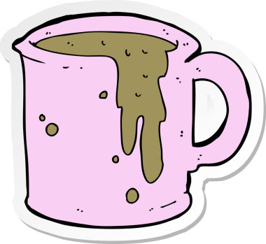 Bir insan tarafından çizilmiş bir kahve fincanının çıkartması.