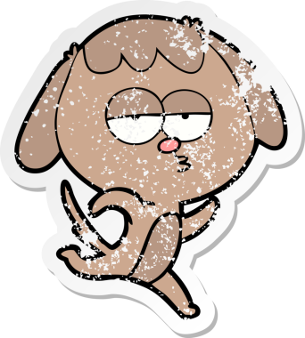 Bir insan tarafından çizilmiş sıkıntılı bir çizgi film çıkartması.