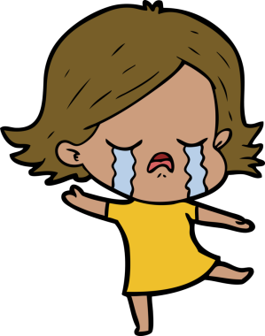 Bir insan tarafından çizilmiş ağlayan çizgi film kızı.