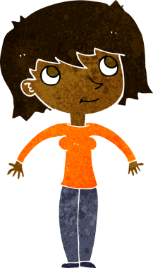 Bir insan tarafından çizilmiş omuz silken bir karikatür kadın.