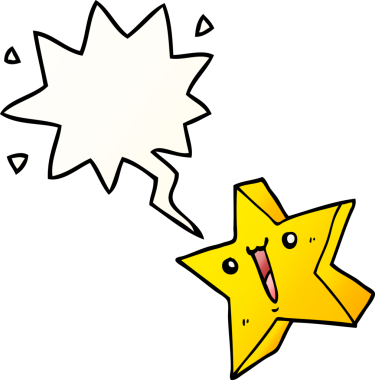 bir insan tarafından çizilmiş düzgün eğimli konuşma baloncuğu ile çizgi film mutlu yıldızı