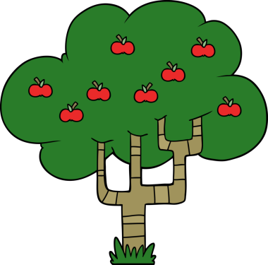 bir insan tarafından çizilmiş elma ağacı.