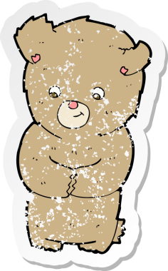 Bir insan tarafından çizilmiş oyuncak ayının gerilimli çıkartması.