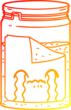 Bir insan tarafından çizilmiş karikatür cam bir kavanozun sıcak çizgi çizimi