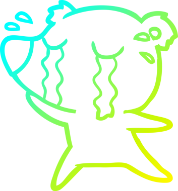 Bir insan tarafından çizilmiş ağlayan bir ayının soğuk çizgi çizimi.