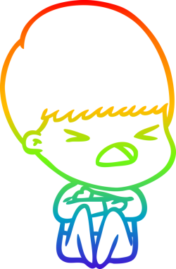 gökkuşağı gradyan çizgi çizimi bir insan tarafından çizilmiş stresli bir adam