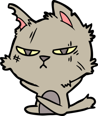 Bir insan tarafından çizilmiş sert çizgi film kedisi.