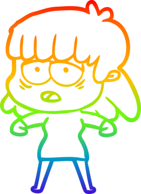 gökkuşağı gradyan çizgi çizimi bir insan tarafından çizilmiş yorgun bir kadın