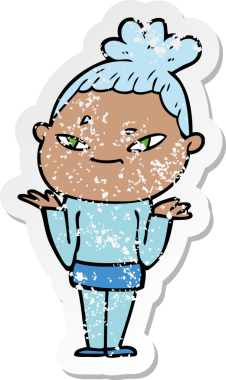 Bir insan tarafından çizilmiş karikatür bir kadının sıkıntılı çıkartması.