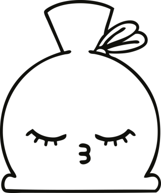 Bir insan tarafından çizilmiş çuval karikatürü.