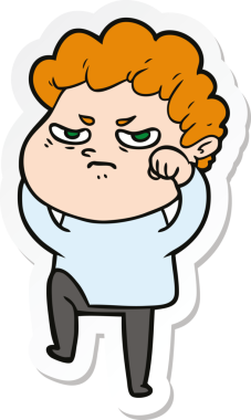 Bir insan tarafından çizilmiş kızgın bir adamın çıkartması.