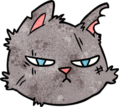Bir insan tarafından çizilmiş sert kedi yüzü.