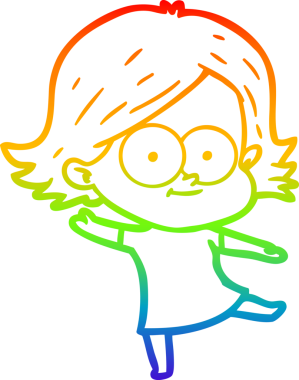 gökkuşağı gradyan çizimi mutlu bir çizgi film kızı bir insan tarafından çizildi