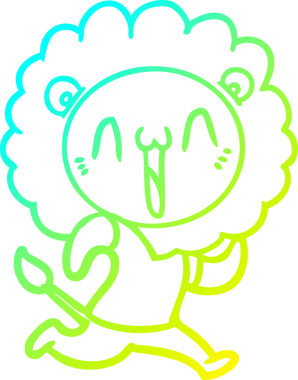 Bir insan tarafından çizilmiş mutlu çizgi film aslanı çizimi.