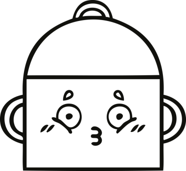 Bir insan tarafından çizilmiş bir tencere karikatürü.