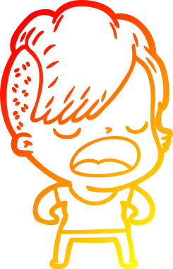 Bir insan tarafından çizilmiş havalı bir hippi kızın sıcak çizgi çizimi.