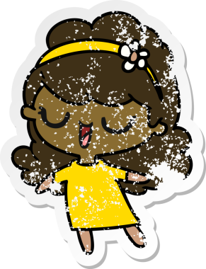 Bir insan tarafından çizilmiş tatlı kawai kızının serbest sticker 'ı.