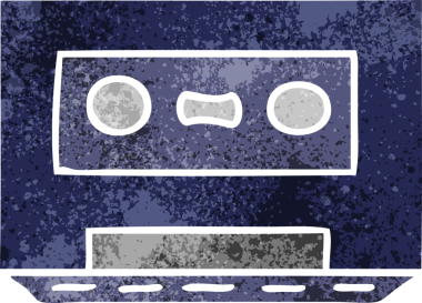 Bir insan tarafından çizilmiş eski bir kasetin karalamaları.