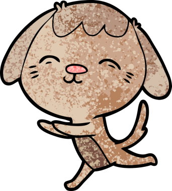 Bir insan tarafından çizilmiş mutlu çizgi film köpeği.