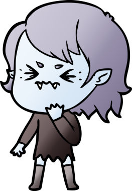 Bir insan tarafından çizilmiş kızgın vampir kız.