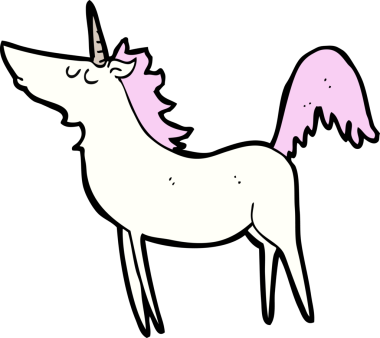 Bir insan tarafından çizilmiş tek boynuzlu at çizgi filmi.