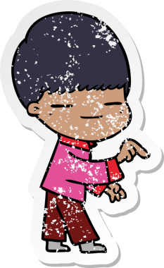 Bir insan tarafından çizilmiş kendini beğenmiş bir çizgi film karakterinin sıkıntılı çıkartması.