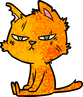 Bir insan tarafından çizilmiş sert çizgi film kedisi.