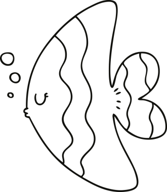 Bir insan tarafından çizilmiş garip karikatür balığı çizimi